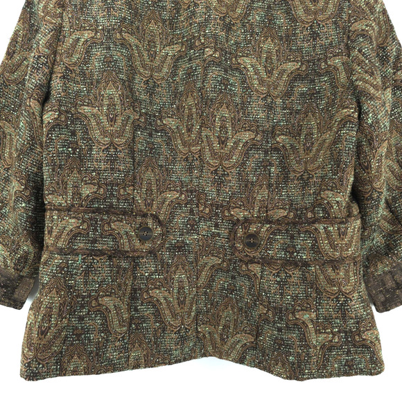 Vintage Twee Coldwater Creek Tweed Woven Art Tapestry Bolero Blazer Jacket 12 - Picture 12 of 16